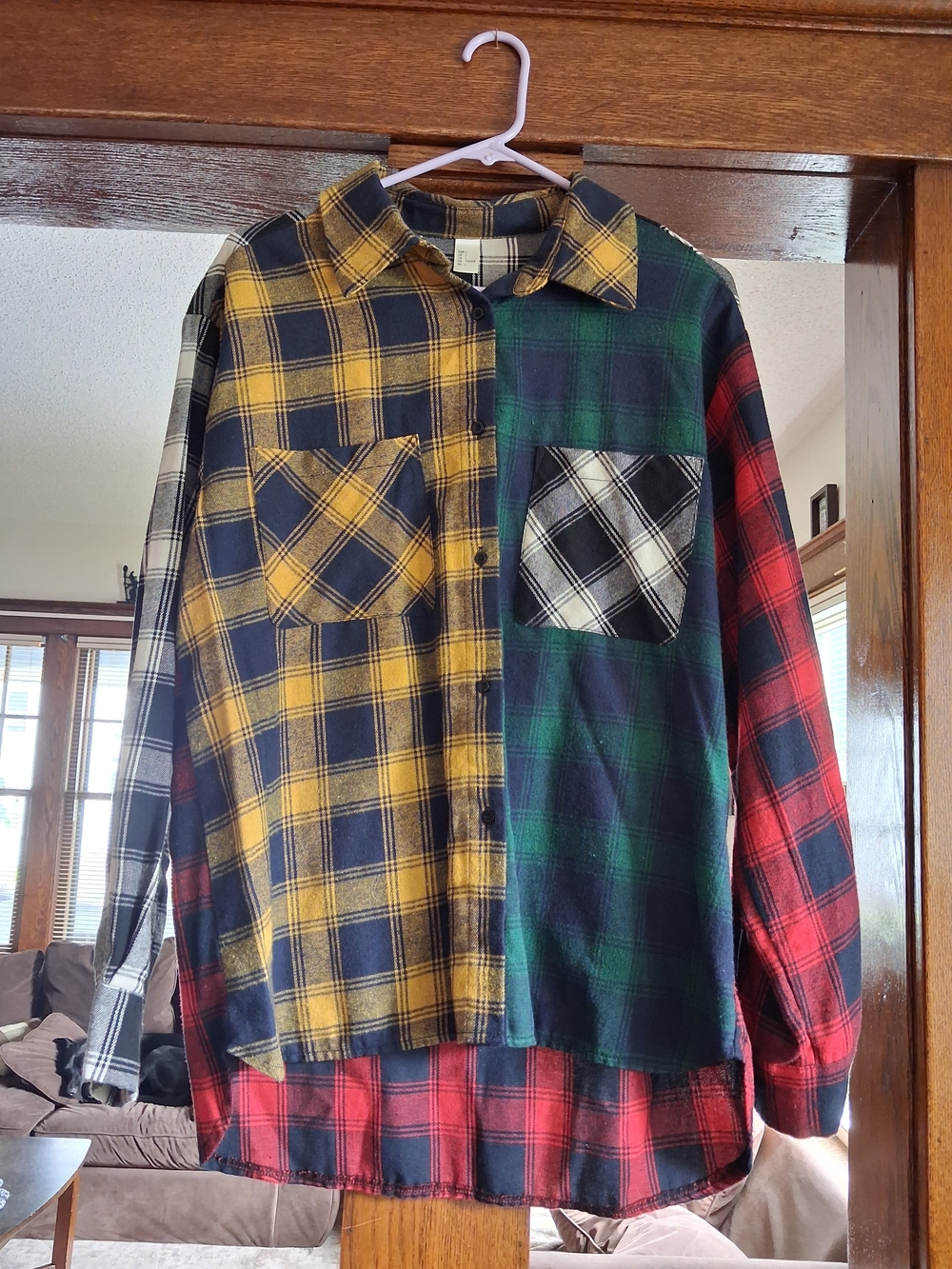 Women's Mixed Media Button-Down Shirt